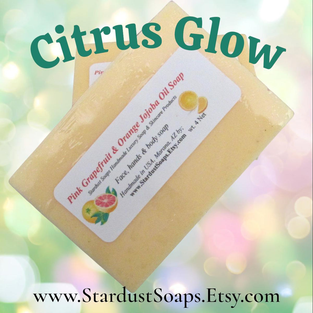Citrus Glow Soap Bar | Pink Grapefruit & Orange Handmade Natural Soap | Jojoba Oil Moisturizing Artisan Body and Face Bar