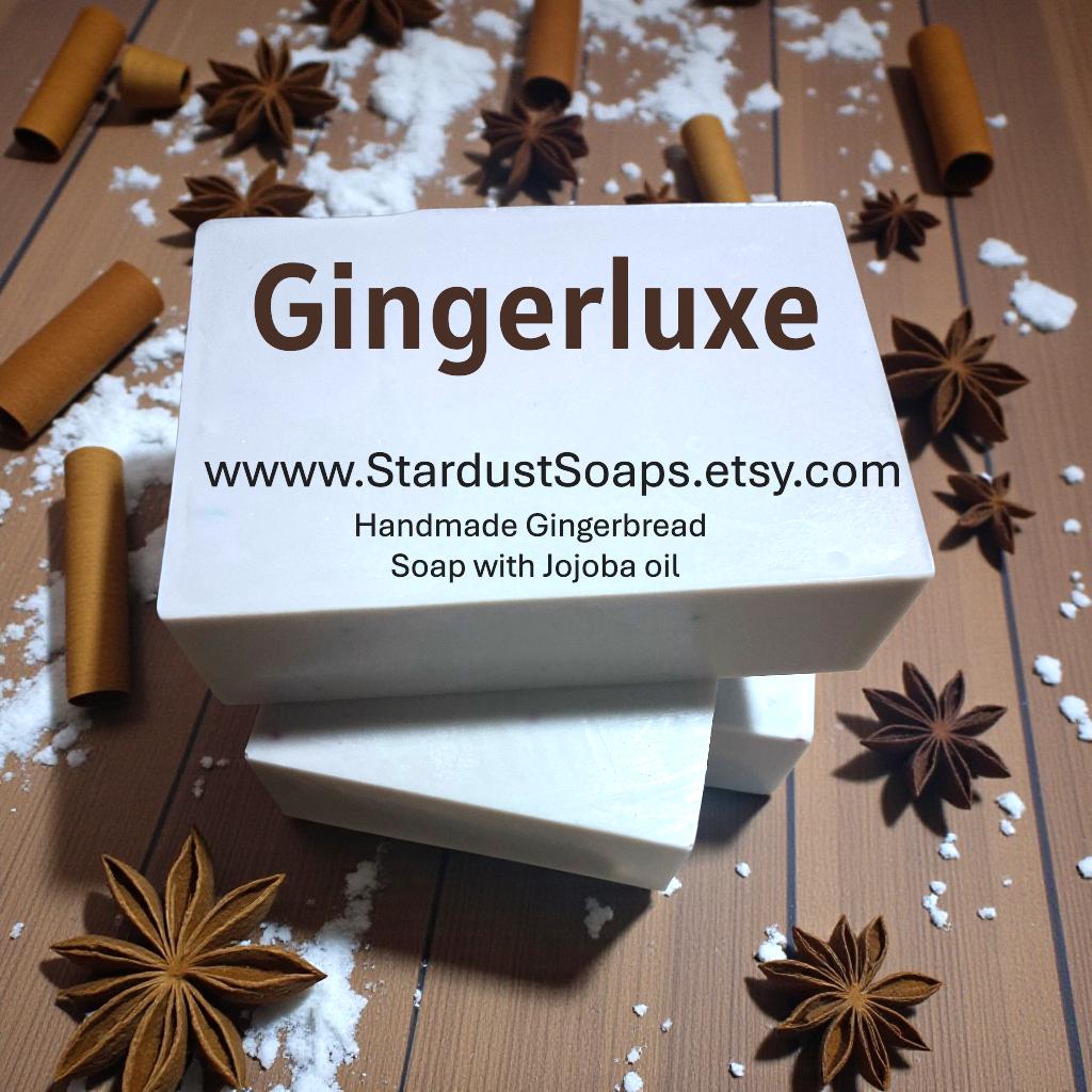 Gingerluxe Gingerbread Soap Bar | Handmade Jojoba Oil Artisan Soap | Moisturizing Vegan Bath & Body Bar | Holiday Skincare Gift