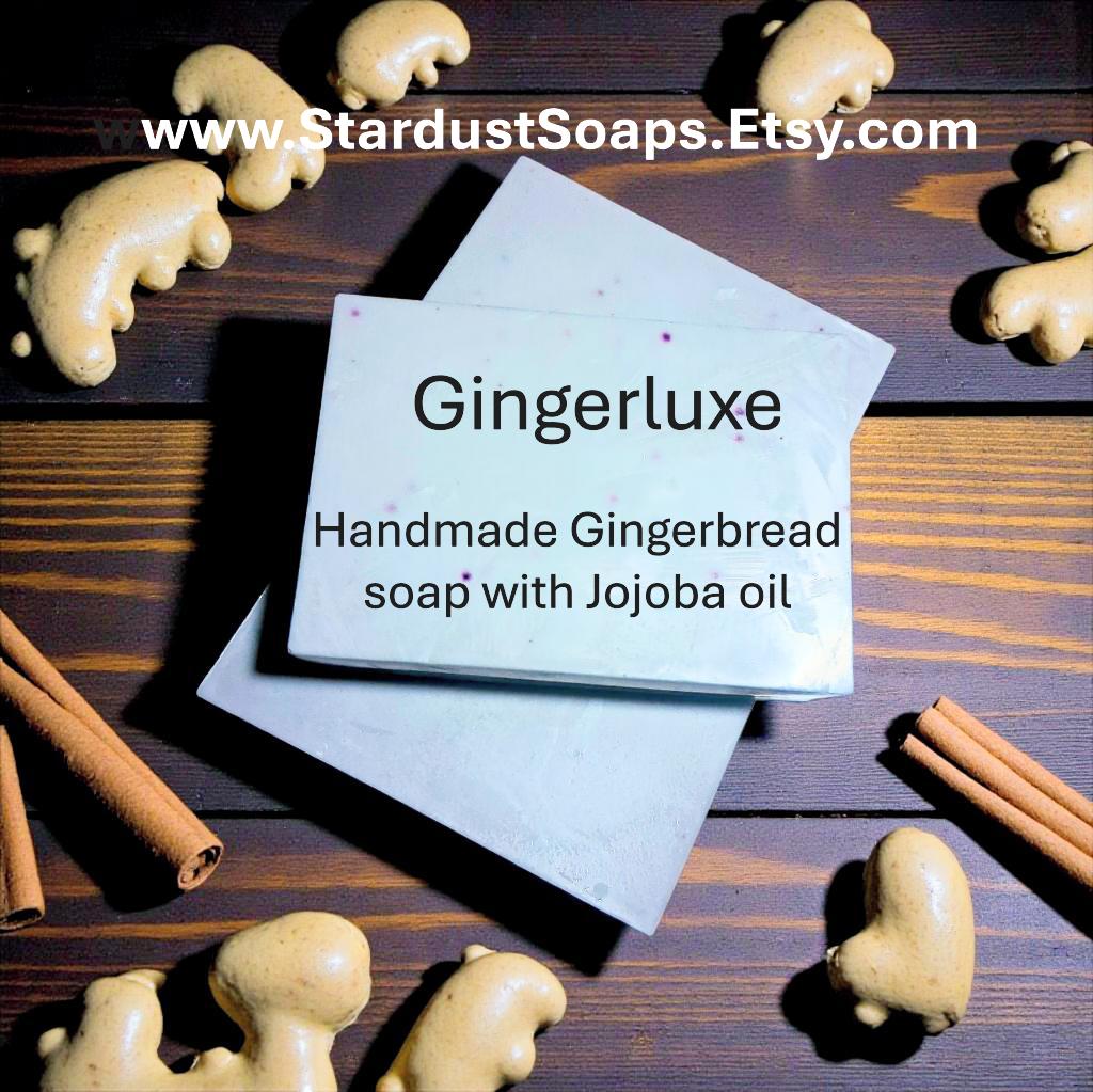 Gingerluxe Gingerbread Soap Bar | Handmade Jojoba Oil Artisan Soap | Moisturizing Vegan Bath & Body Bar | Holiday Skincare Gift