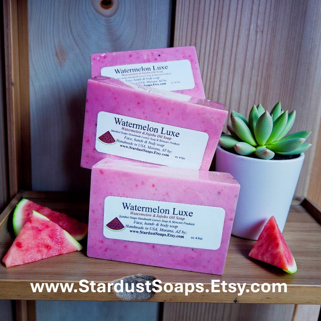 Watermelon Luxe Artisan Soap Bar | Handmade Jojoba Oil Soap | Moisturizing Natural Body & Face Soap | Luxury Skincare Bar