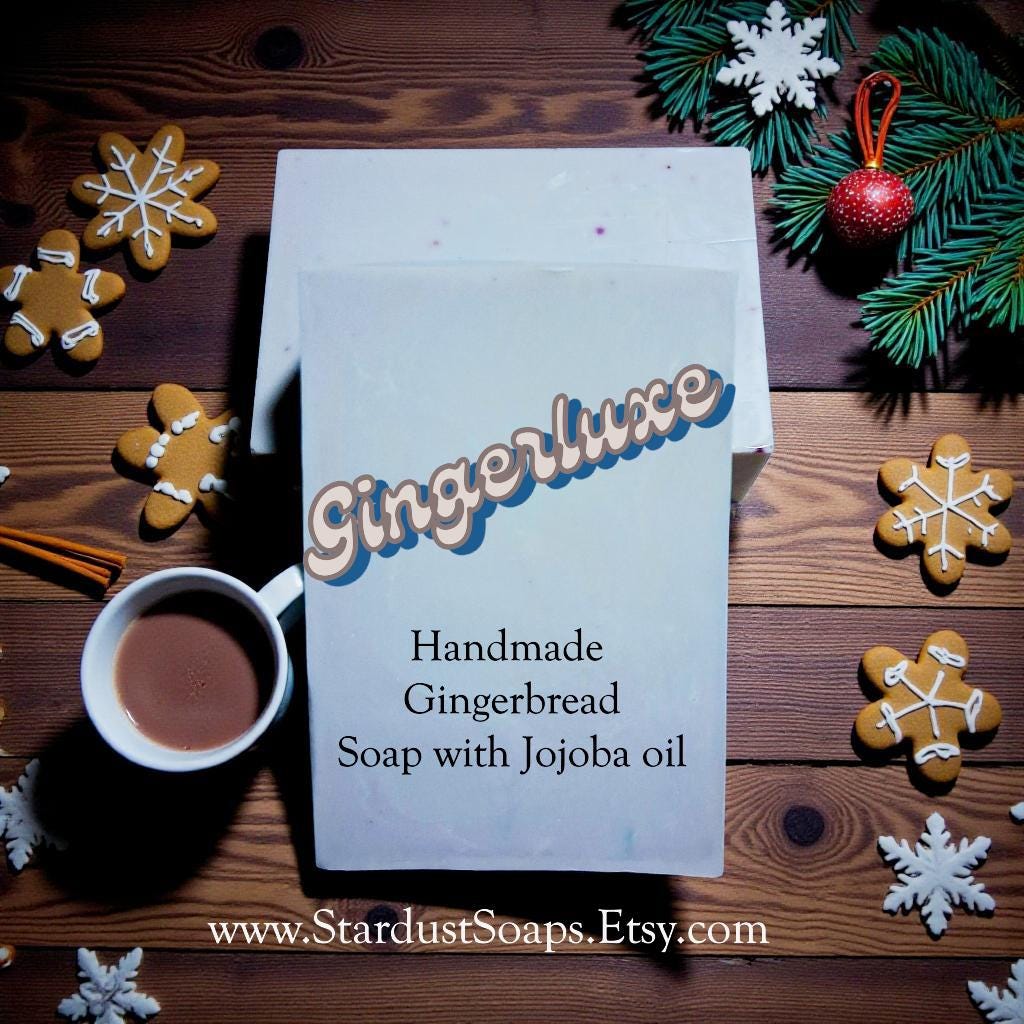 Gingerluxe Gingerbread Soap Bar | Handmade Jojoba Oil Artisan Soap | Moisturizing Vegan Bath & Body Bar | Holiday Skincare Gift
