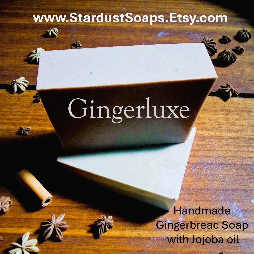 Gingerluxe Gingerbread Soap Bar | Handmade Jojoba Oil Artisan Soap | Moisturizing Vegan Bath & Body Bar | Holiday Skincare Gift