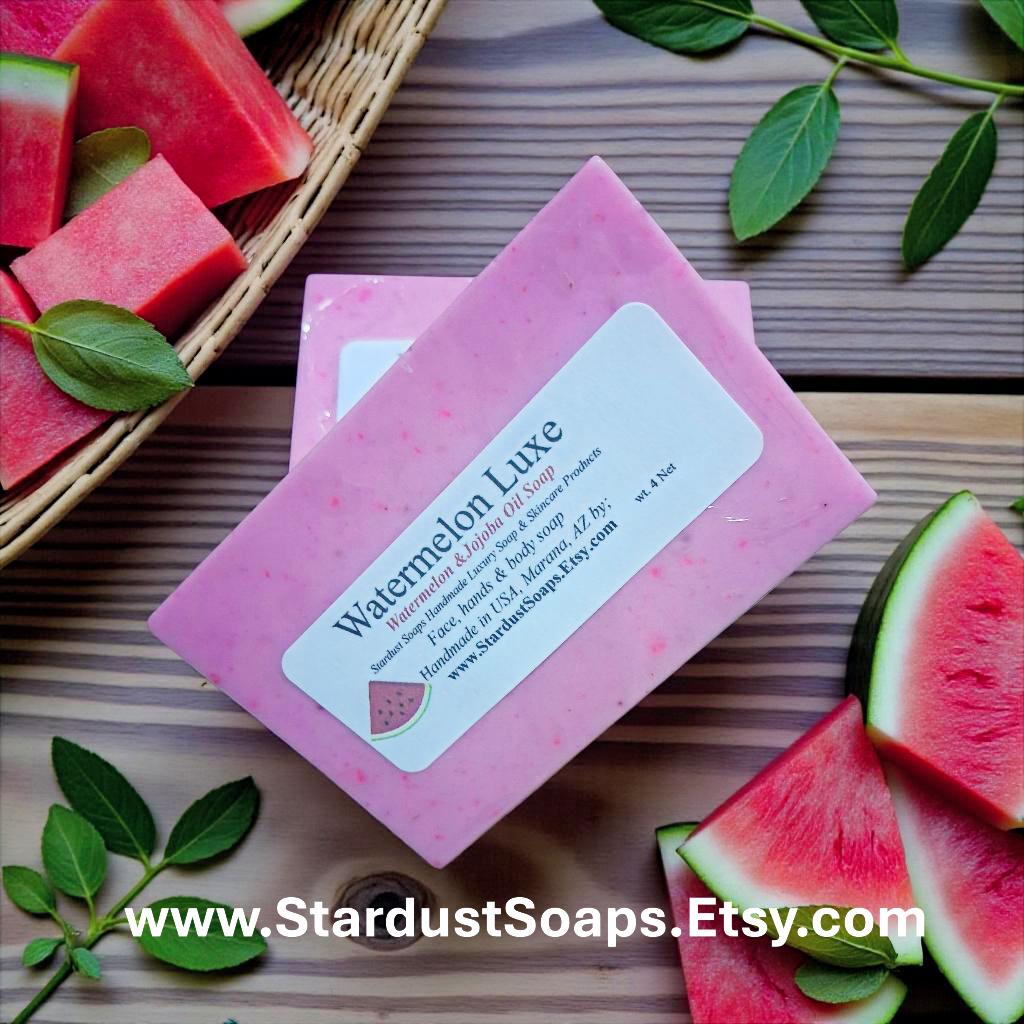 Watermelon Luxe Artisan Soap Bar | Handmade Jojoba Oil Soap | Moisturizing Natural Body & Face Soap | Luxury Skincare Bar