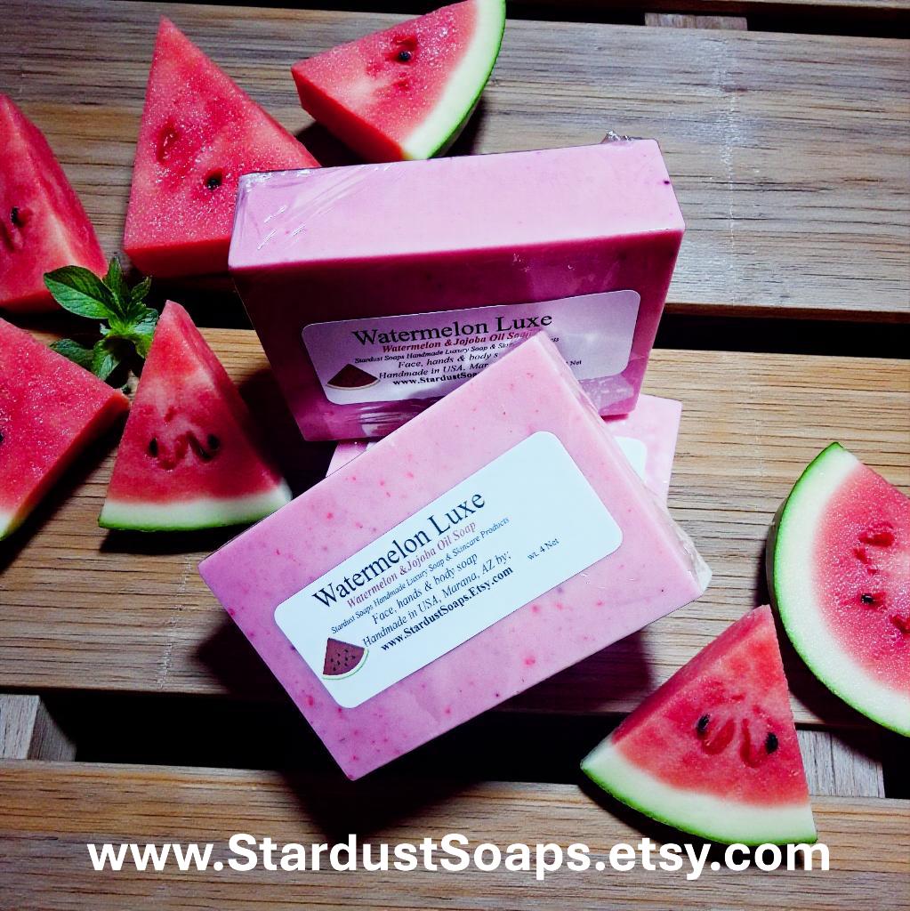 Watermelon Luxe Artisan Soap Bar | Handmade Jojoba Oil Soap | Moisturizing Natural Body & Face Soap | Luxury Skincare Bar
