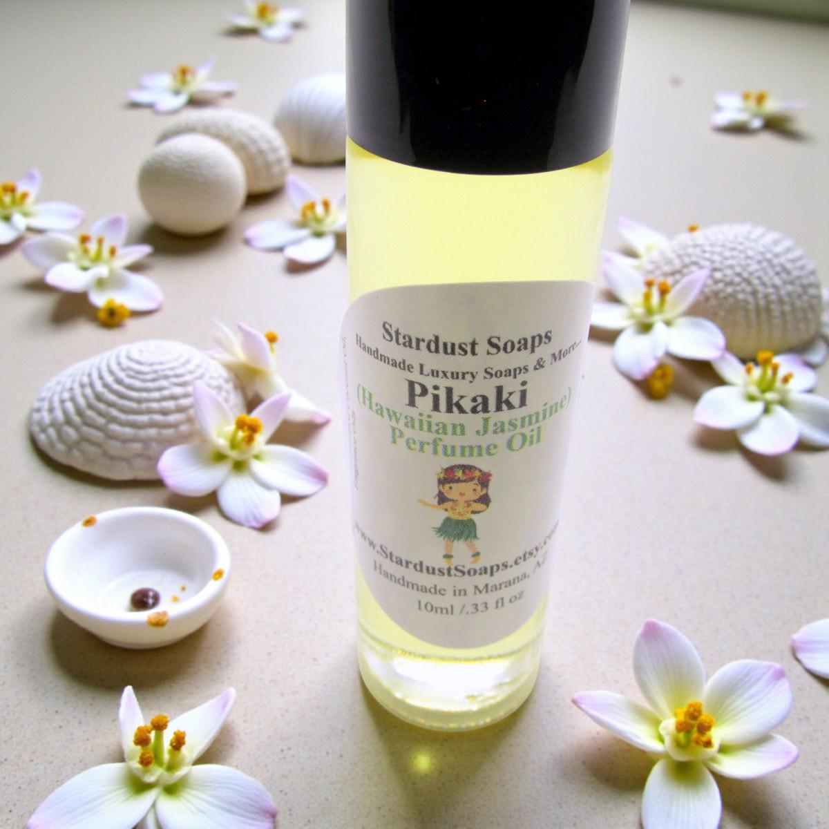 Pikake Jasmine Perfume Oil | Hawaiian Floral Oil | Handmade Natural Perfume Oil | Long Lasting Body Scent | 0.33 fl oz Glass Bottle