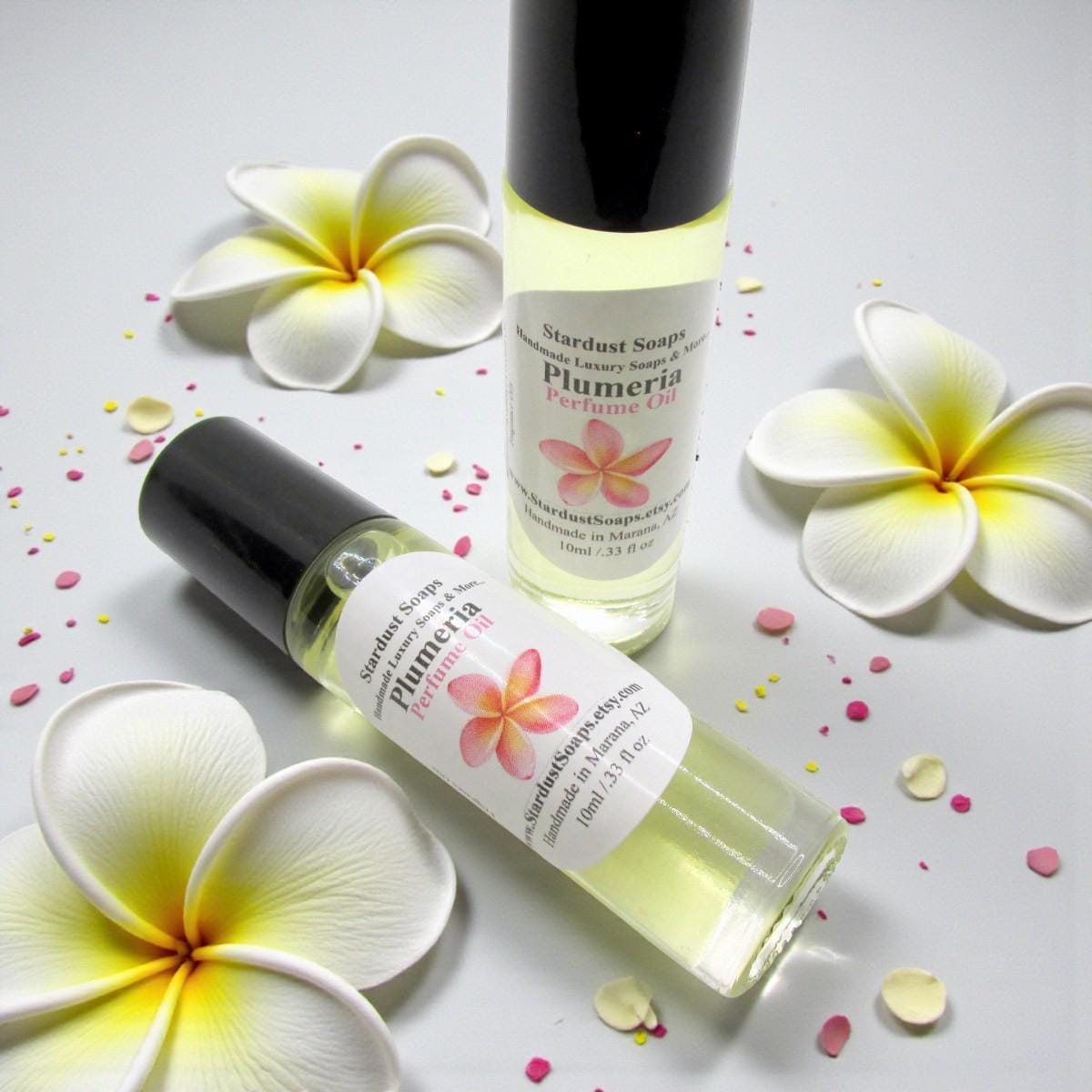 Plumeria Perfume Oil Roll On – Hawaiian Flower Fragrance | Tropical Floral Scent, Handmade Perfume Oil, 0.33 oz Glass Roller