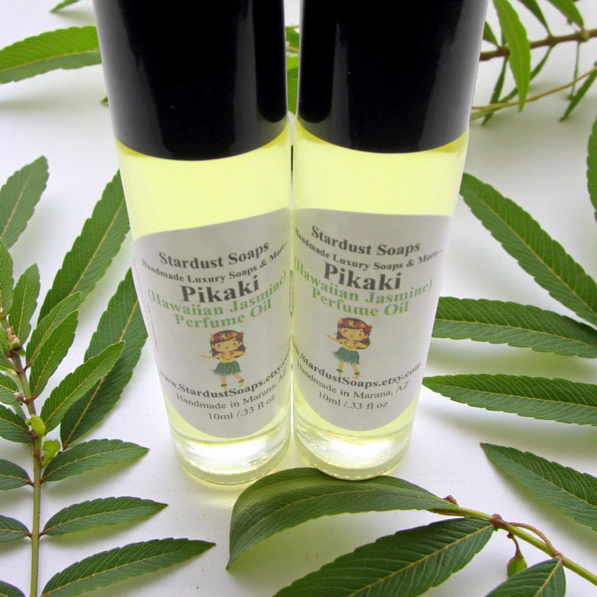 Pikake Jasmine Perfume Oil | Hawaiian Floral Oil | Handmade Natural Perfume Oil | Long Lasting Body Scent | 0.33 fl oz Glass Bottle