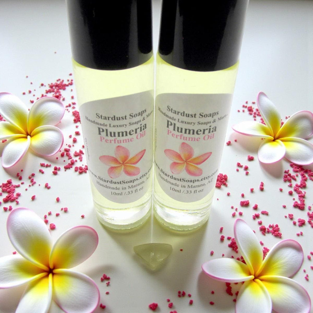 Plumeria Perfume Oil Roll On – Hawaiian Flower Fragrance | Tropical Floral Scent, Handmade Perfume Oil, 0.33 oz Glass Roller