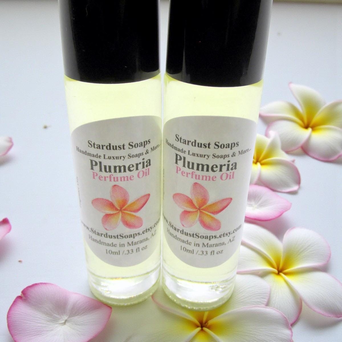Plumeria Perfume Oil Roll On – Hawaiian Flower Fragrance | Tropical Floral Scent, Handmade Perfume Oil, 0.33 oz Glass Roller