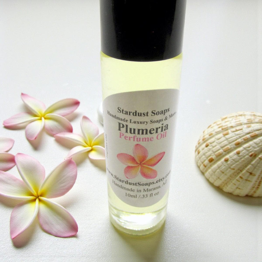 Plumeria Perfume Oil Roll On – Hawaiian Flower Fragrance | Tropical Floral Scent, Handmade Perfume Oil, 0.33 oz Glass Roller