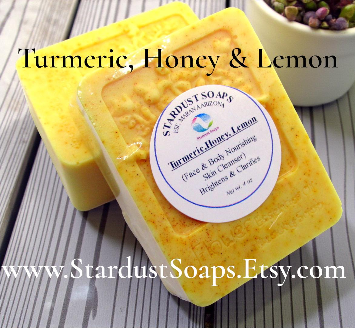 Turmeric Honey Lemon Soap Bar | Handmade Natural Face & Body Soap | Brightening Skincare Soap | 4 oz Artisan Cleansing Bar