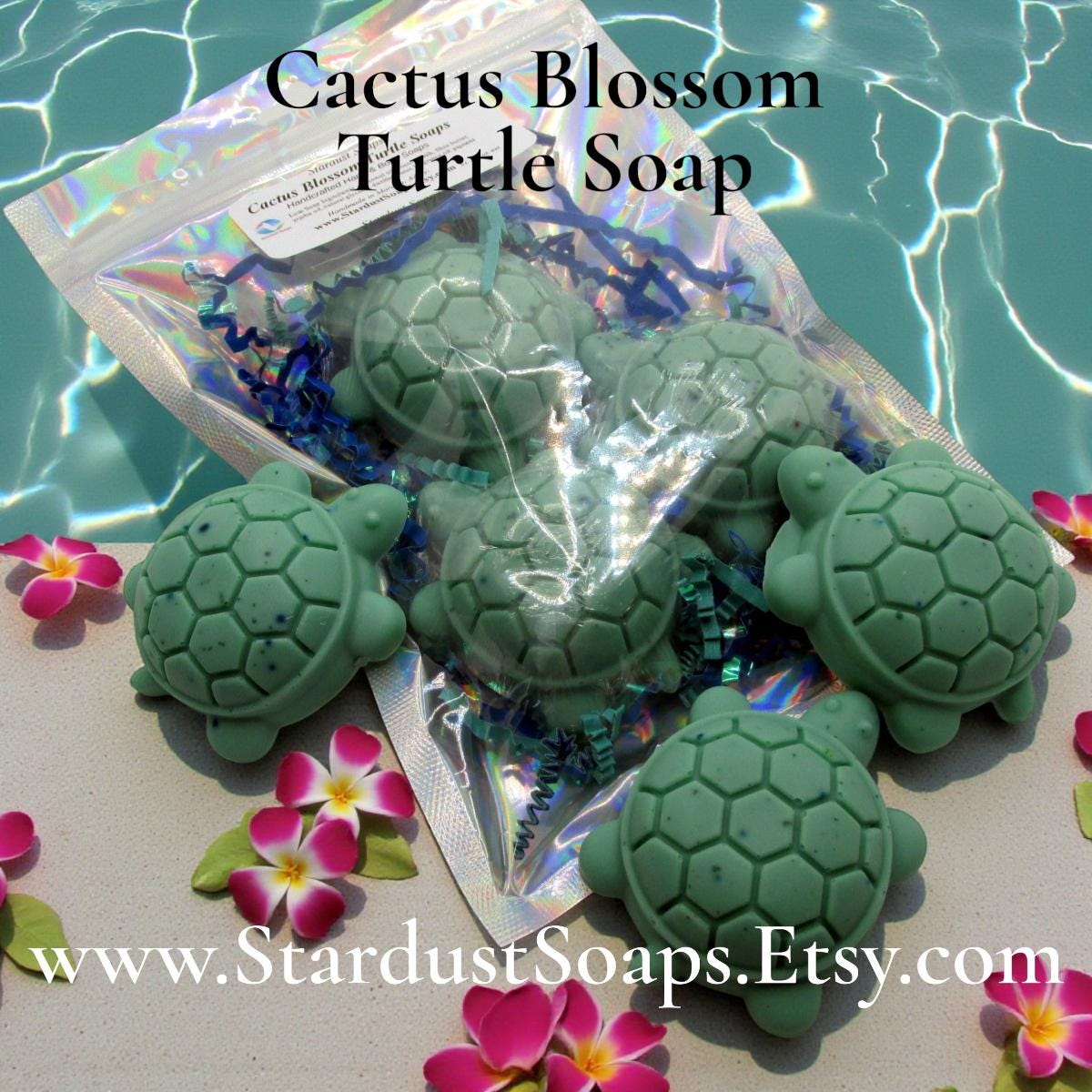 Cactus Blossom Turtle Soap Set of 3 | Handmade Artisan Soap Gift Set | Shea Butter and Jojoba Oil Floral Bath and Body Bars
