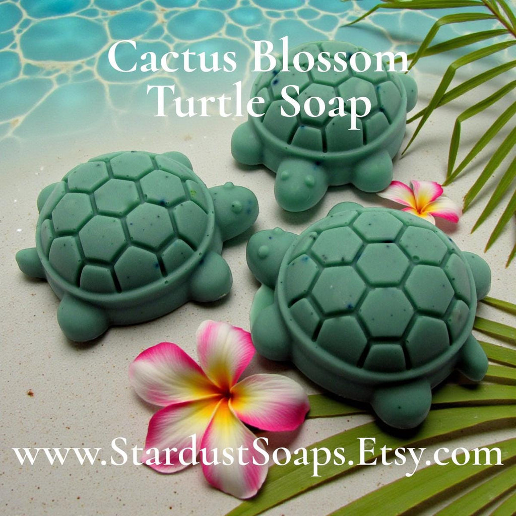 Cactus Blossom Turtle Soap Set of 3 | Handmade Artisan Soap Gift Set | Shea Butter and Jojoba Oil Floral Bath and Body Bars