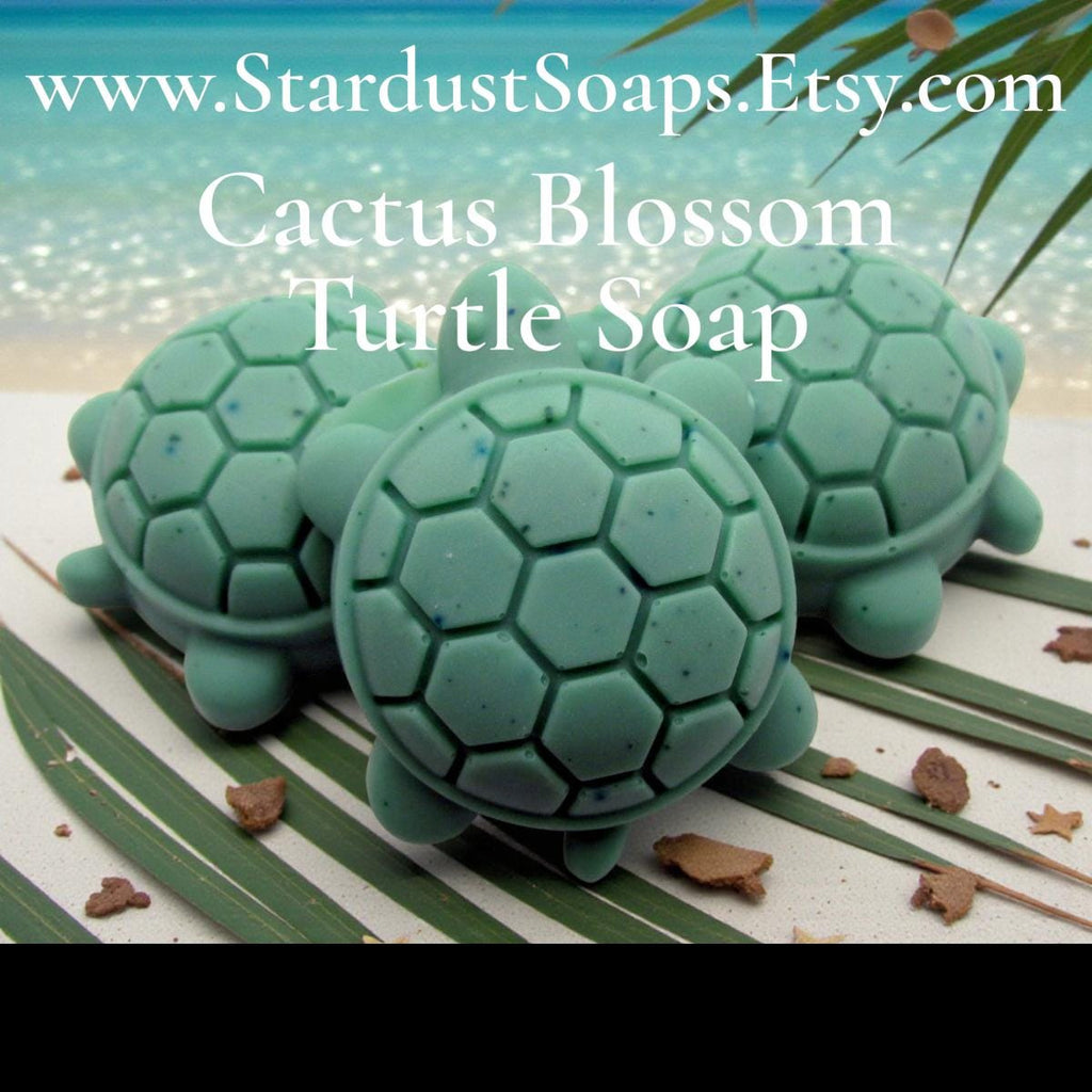 Cactus Blossom Turtle Soap Set of 3 | Handmade Artisan Soap Gift Set | Shea Butter and Jojoba Oil Floral Bath and Body Bars