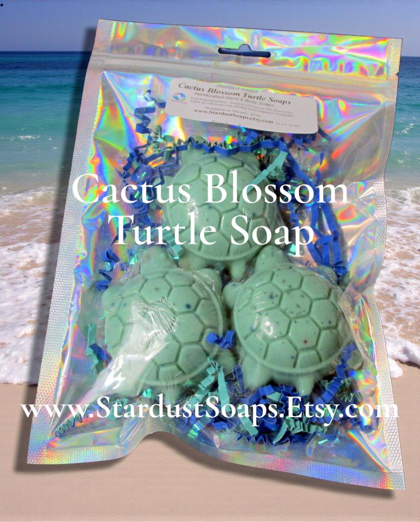 Cactus Blossom Turtle Soap Set of 3 | Handmade Artisan Soap Gift Set | Shea Butter and Jojoba Oil Floral Bath and Body Bars