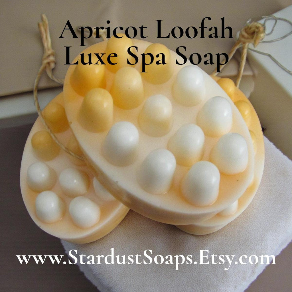 Apricot Loofah Soap on a Rope – Exfoliating Body Scrub Soap | Handmade Spa Soap, Natural Loofah Massage Bar, Moisturizing Skin Care
