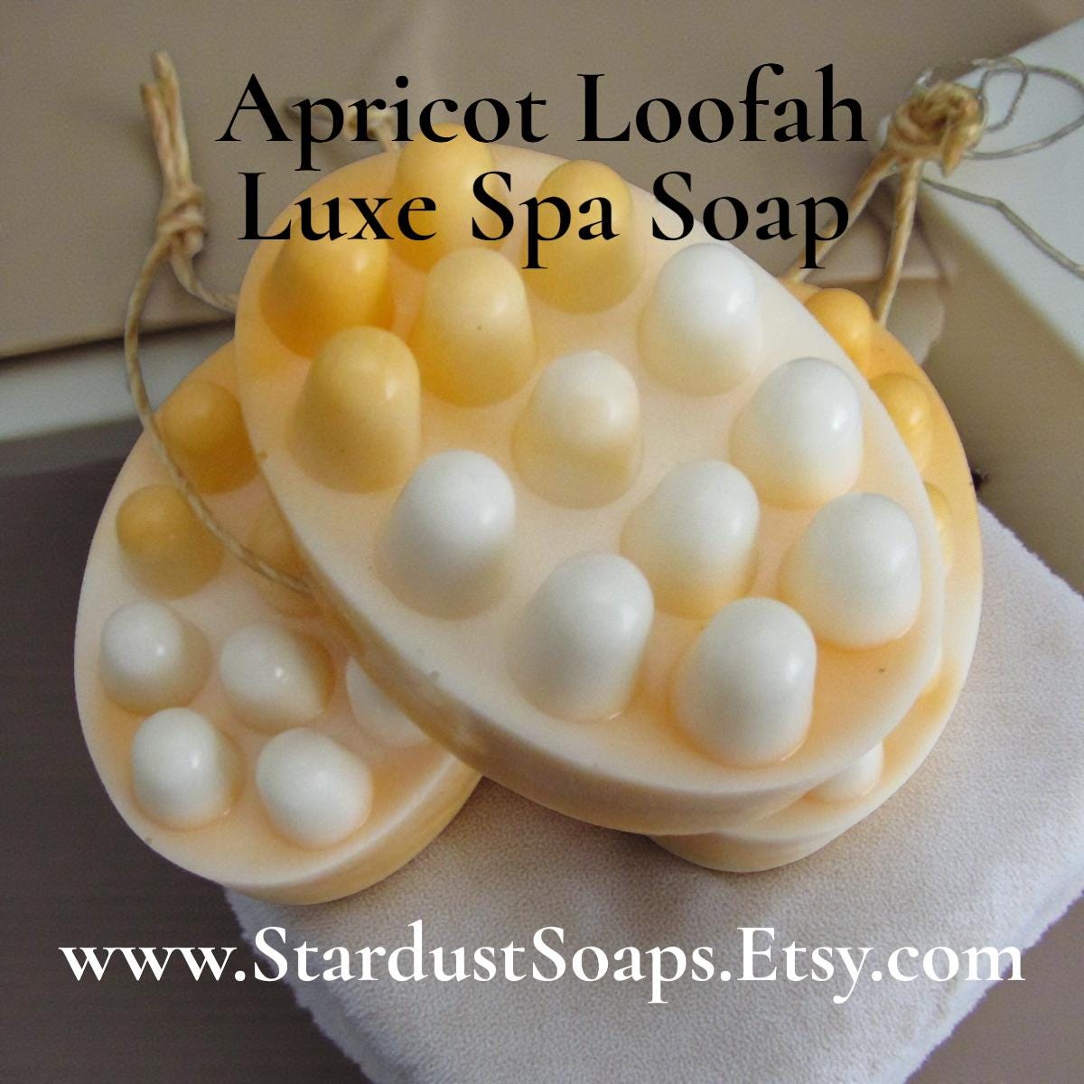 Apricot Loofah Soap on a Rope – Exfoliating Body Scrub Soap | Handmade Spa Soap, Natural Loofah Massage Bar, Moisturizing Skin Care