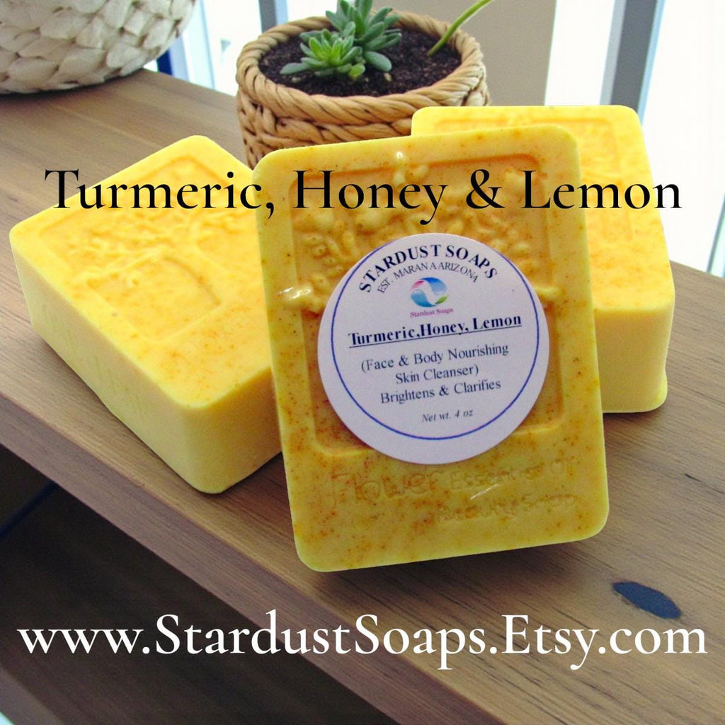 Turmeric Honey Lemon Soap Bar | Handmade Natural Face & Body Soap | Brightening Skincare Soap | 4 oz Artisan Cleansing Bar