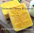 Turmeric Honey Lemon Soap Bar | Handmade Natural Face & Body Soap | Brightening Skincare Soap | 4 oz Artisan Cleansing Bar