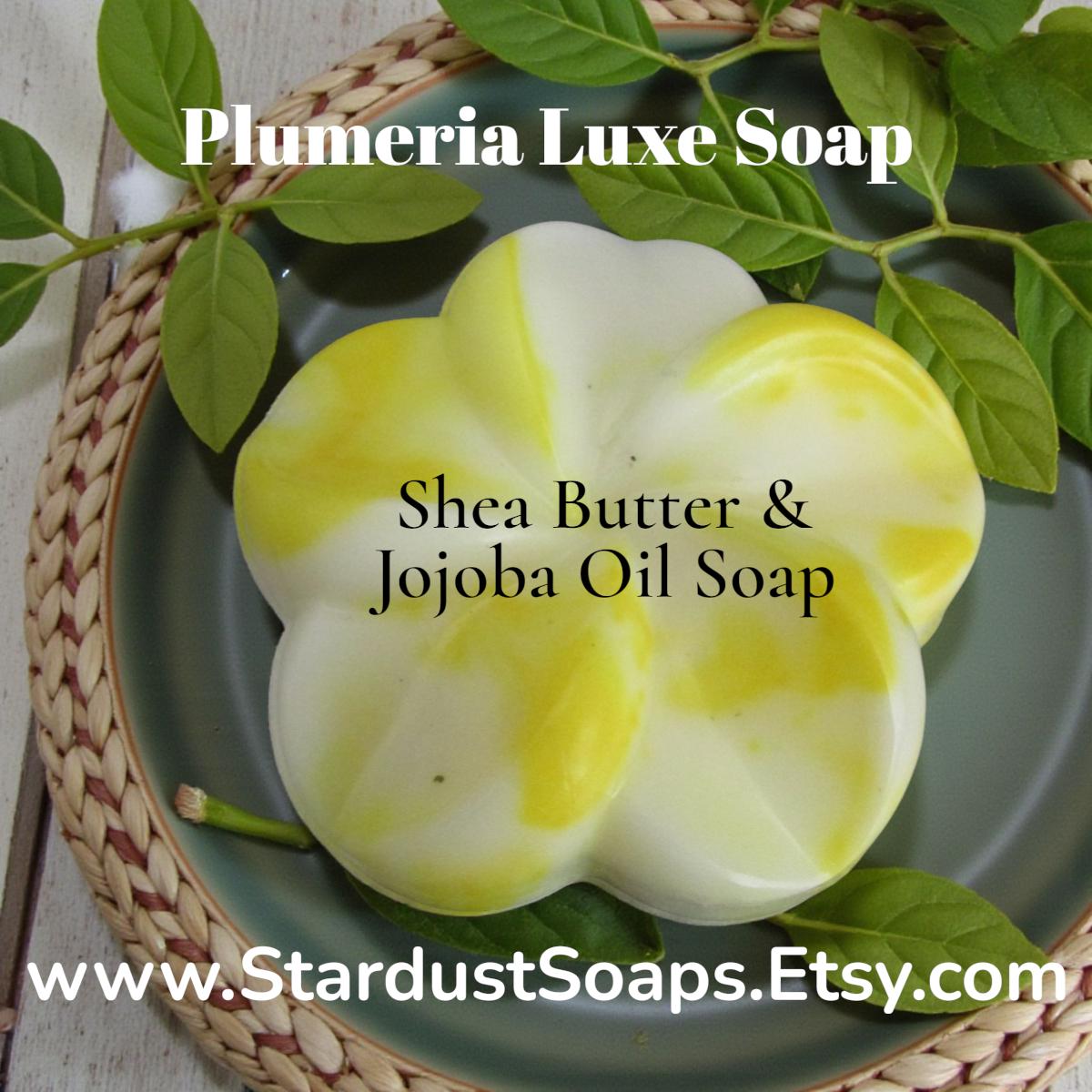 Plumeria Luxe Spa Soap – Handmade Shea Butter & Jojoba Oil Soap | Moisturizing Floral Body Bar, Artisan Skin Care Gift