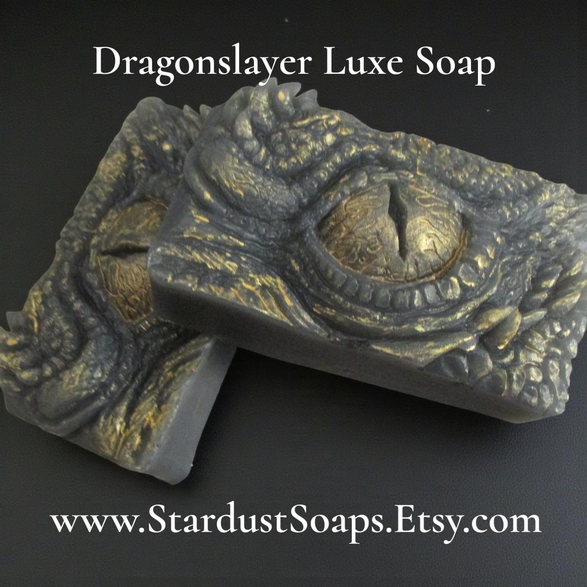 Dragonslayer Soap – Dragon Eye Handmade Soap Bar | Black & Gold Gothic Fantasy Artisan Soap, Moisturizing Jojoba Oil Fantasy Gift Soap
