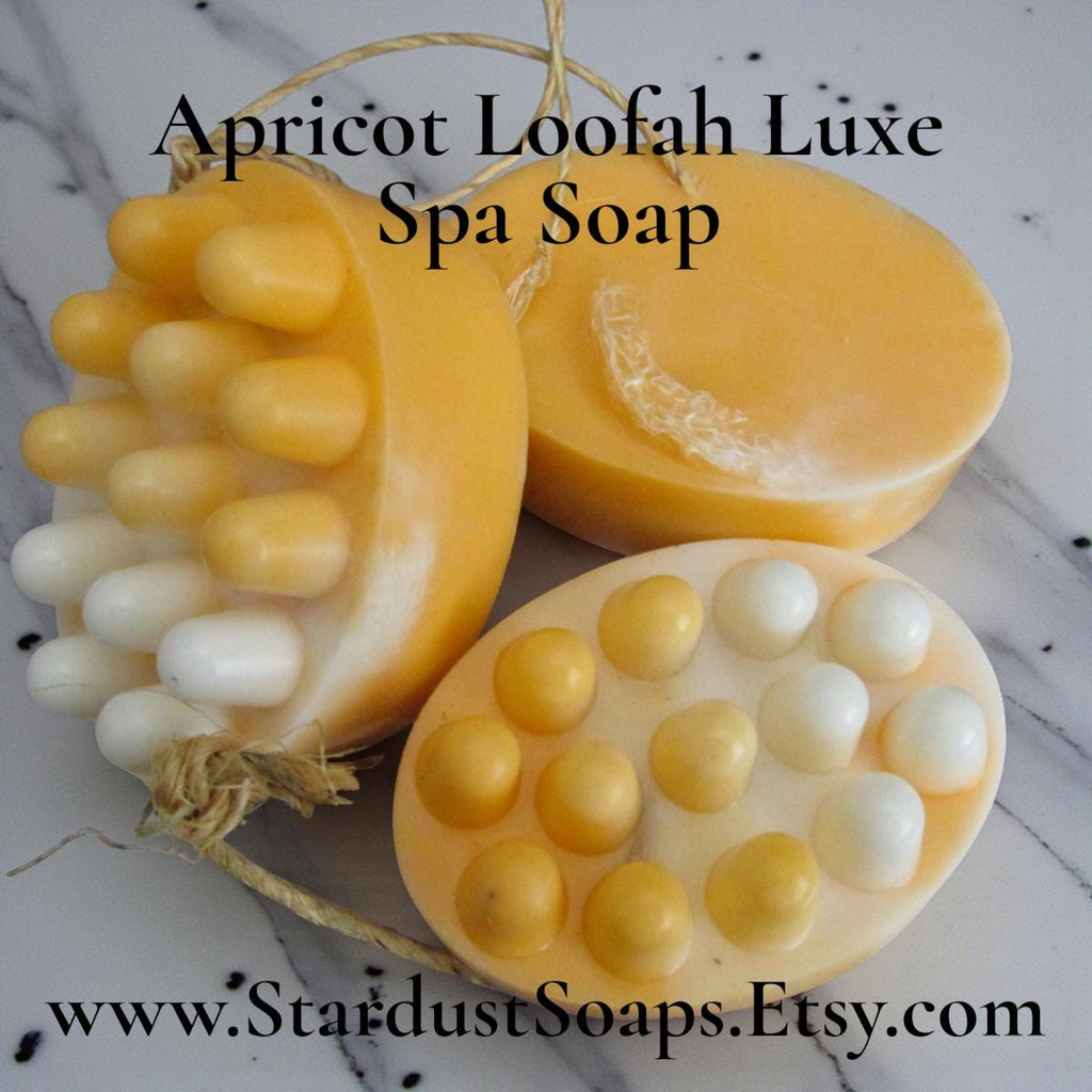 Apricot Loofah Soap on a Rope – Exfoliating Body Scrub Soap | Handmade Spa Soap, Natural Loofah Massage Bar, Moisturizing Skin Care