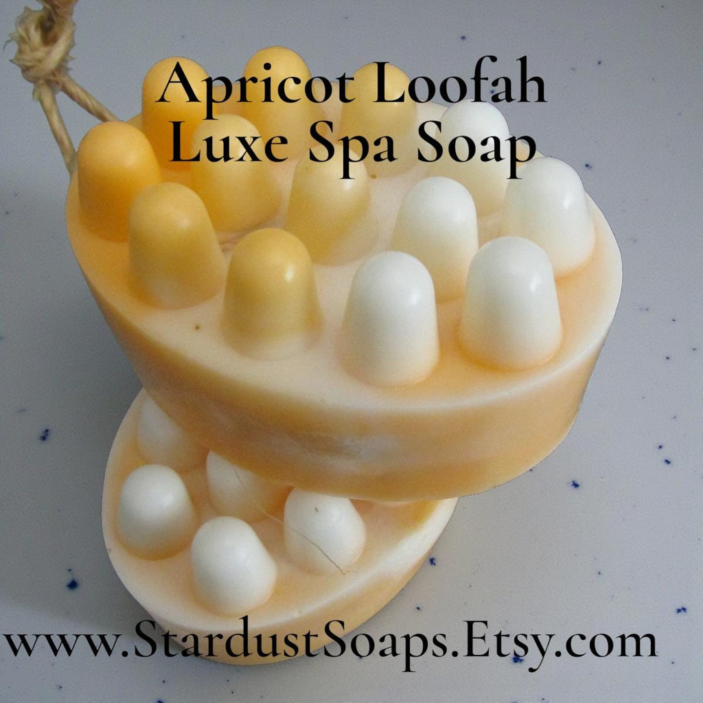 Apricot Loofah Soap on a Rope – Exfoliating Body Scrub Soap | Handmade Spa Soap, Natural Loofah Massage Bar, Moisturizing Skin Care