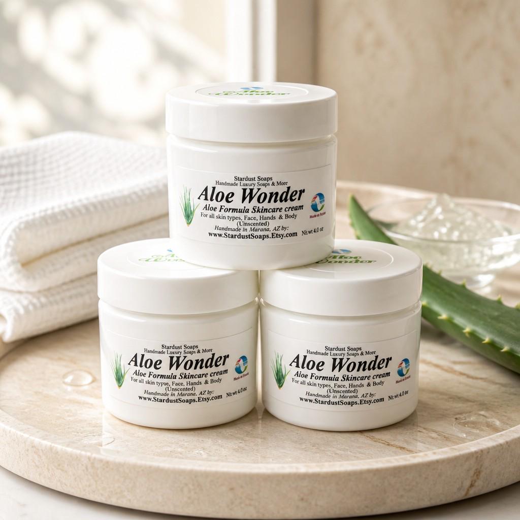 Ultra Moisturizing Aloe Wonder Cream | Unscented Aloe and Shea Butter Moisturizer for Sensitive Skin | Hydrating Natural Face & Body Cream