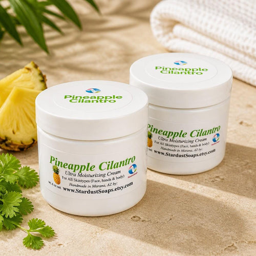 Aloe Vera & Shea Butter Body Cream | Handmade Moisturizer for Dry Skin | Deep Hydration Skin Care | Pineapple Cilantro Scent | 4 oz