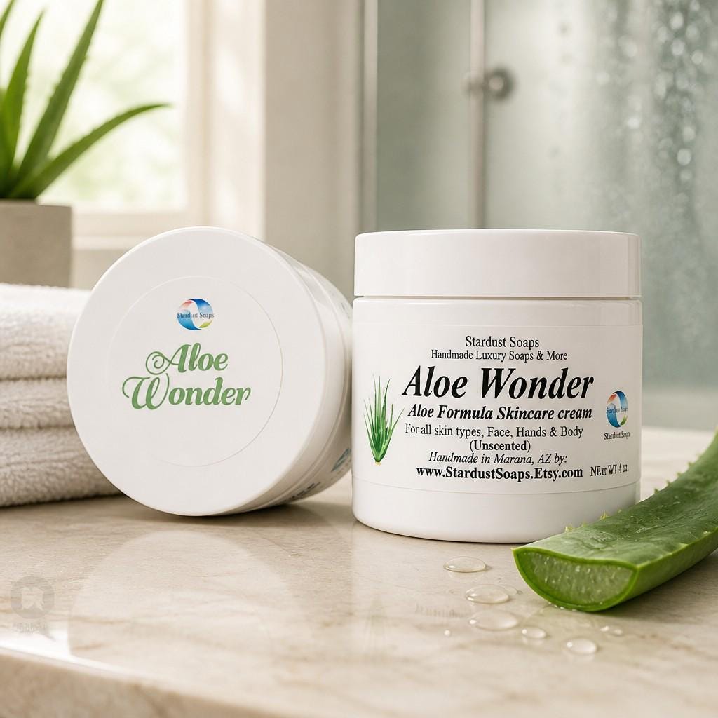 Ultra Moisturizing Aloe Wonder Cream | Unscented Aloe and Shea Butter Moisturizer for Sensitive Skin | Hydrating Natural Face & Body Cream