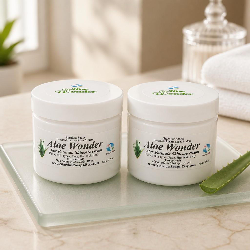 Ultra Moisturizing Aloe Wonder Cream | Unscented Aloe and Shea Butter Moisturizer for Sensitive Skin | Hydrating Natural Face & Body Cream